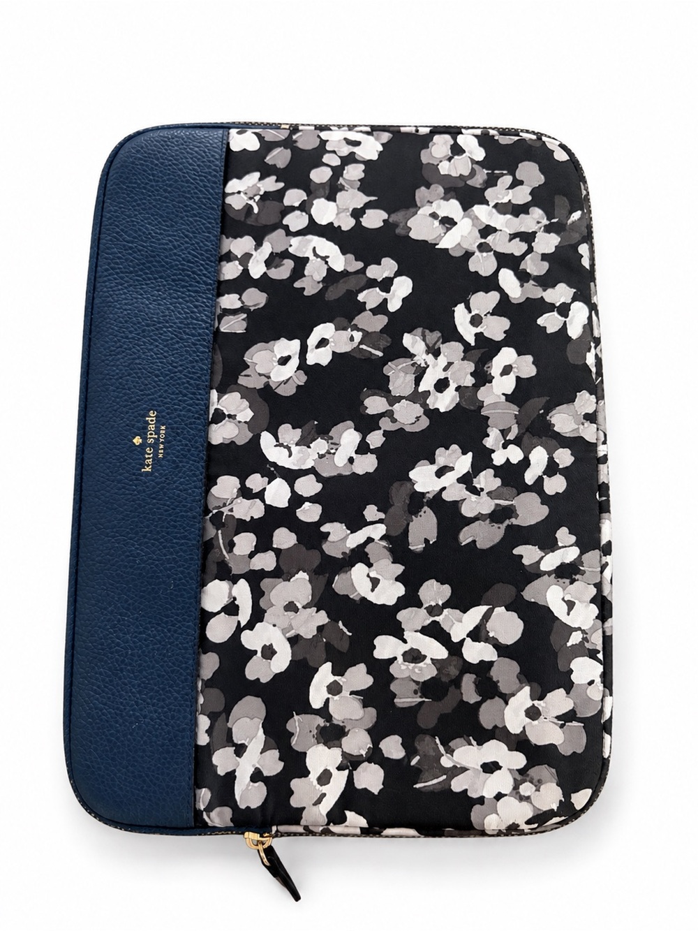 Kate Spade Grove Street Floral Laptop Sleeve Blue Leather 13”